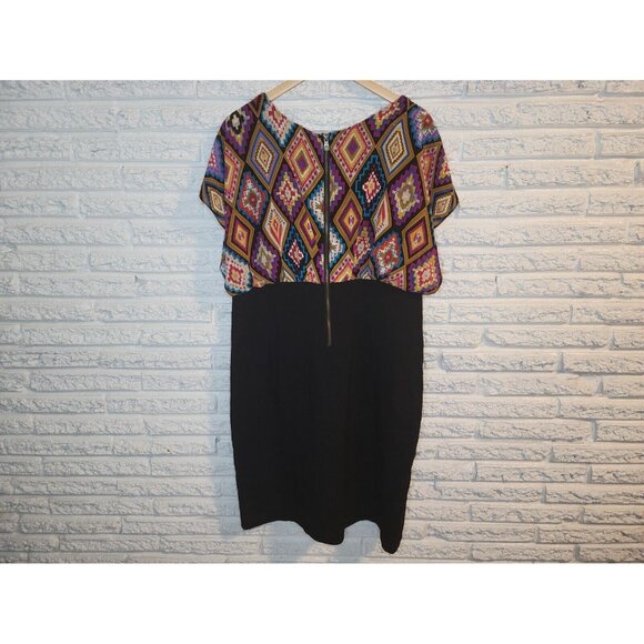 Nicole Miller Womens Dress 18W Plus Sheath Flutter Sleeve Black GEO5E - Picture 6 of 11